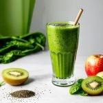 Grønn smoothie, Sunn smoothie, Kiwi smoothie, Spinat smoothie, Smoothie med urter, Energismoothie, Lavkalori smoothie, Helsefordeler smoothie, Frokostsmoothie, Grønn drikk