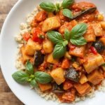 Fargerik ratatouille med fullkornsris, Hvordan lage sunn ratatouille, Enkle steg for perfekt ratatouille, Grønnsaksrik middag med fullkornsris, Lavkalori ratatouille oppskrift for alle, Ratatouille med squash og aubergine, Steg for steg ratatouille med ris, Vegansk ratatouille med fullkornsris, Enkel og sunn grønnsaksrett, Balansert måltid med ratatouille og ris, Oppskrift på ratatouille for nybegynnere, Middelhavsinspirert ratatouille med ris, Hvordan koke perfekt fullkornsris, Ratatouille med smak av provencekrydder, Lettvint oppskrift på ratatouille, Lavkarbo ratatouille uten ris, Hvordan variere ratatouille oppskriften, Sunn middag med ratatouille og ris, Hva passer til ratatouille, Ratatouille til lunsj eller middag.