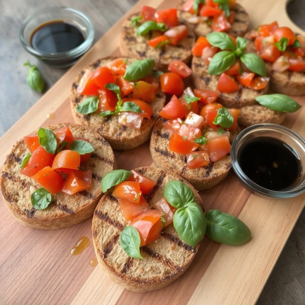 Bruschetta
Oppskrift: Sprø og Frisk Med Tomat og Basilikum Sprø og frisk bruschetta oppskrift med tomat, Enkel bruschetta med fersk basilikum, Klassisk italiensk bruschetta med tomat, Hvordan lage sprø bruschetta hjemme, Sunn bruschetta med tomat og urter, Rustikk bruschetta med frisk basilikum, Glutenfri bruschetta med tomat og krydder, Vegetarisk bruschetta for forrett eller snacks, Lett og smakfull bruschetta-oppskrift, Bruschetta med hjemmelaget tomatfyll, Frisk bruschetta til sommermat, Italiensk inspirert bruschetta med basilikum, Enkel forrett bruschetta til fest, Sprø brucheta med tomater og urter, Lunsjidé sprø og enkel bruschetta, Brusheta oppskrift for nybegynnere, Hjemmelaget bruscetta på under 15 minutter, Deilig brusheta med solmodne tomater, Bruschetta med frisk smak av Italia, Perfekt brusheta for enhver anledning
