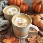 krydret gresskar-latte, sunn høstdrikk, gresskarpuré, varmende krydder, høststemning, naturlig søtning, kanel latte, hjemmelaget kaffe, sunn latte oppskrift, kremet drikke, høstfavoritt, havremelk latte, muskat krydder, gresskar oppskrift, enkel kaffeoppskrift