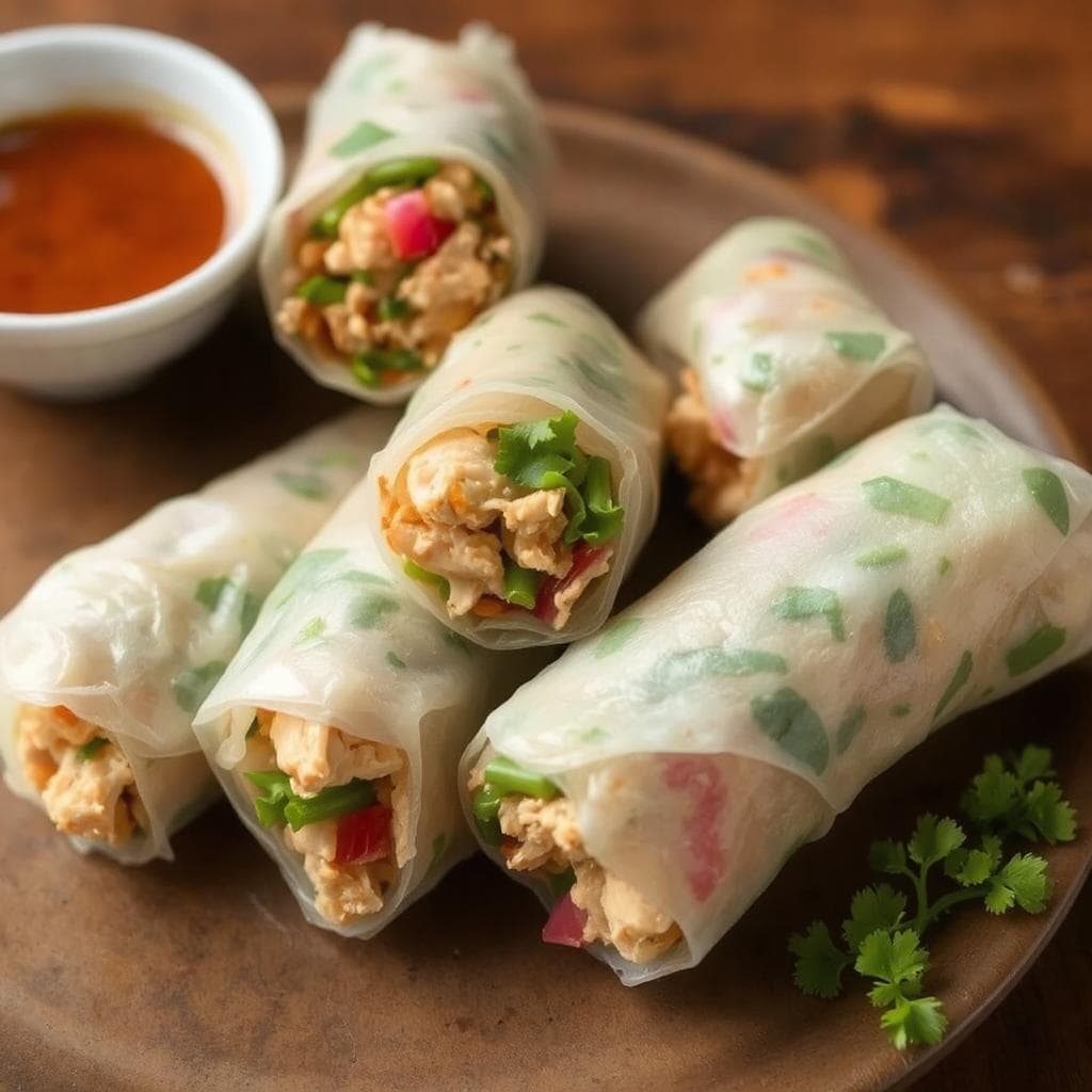 Vårruller
med Kylling oppskrift: Friske og smakfulle vårruller til enhver anledning