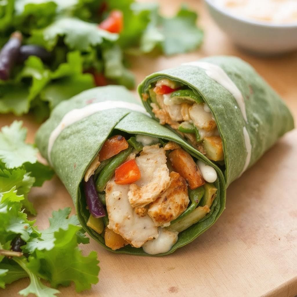 Spinatwrap
med Grillet Kylling oppskrift: Mettende wrap til lunsj eller middag