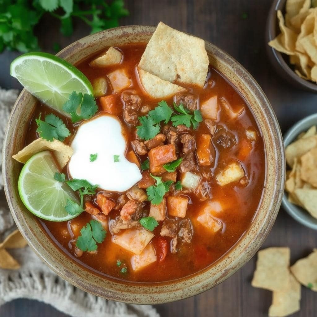 Tacosuppe
oppskrift: Enkel middag med tacokrydder, bønner og rike smaker