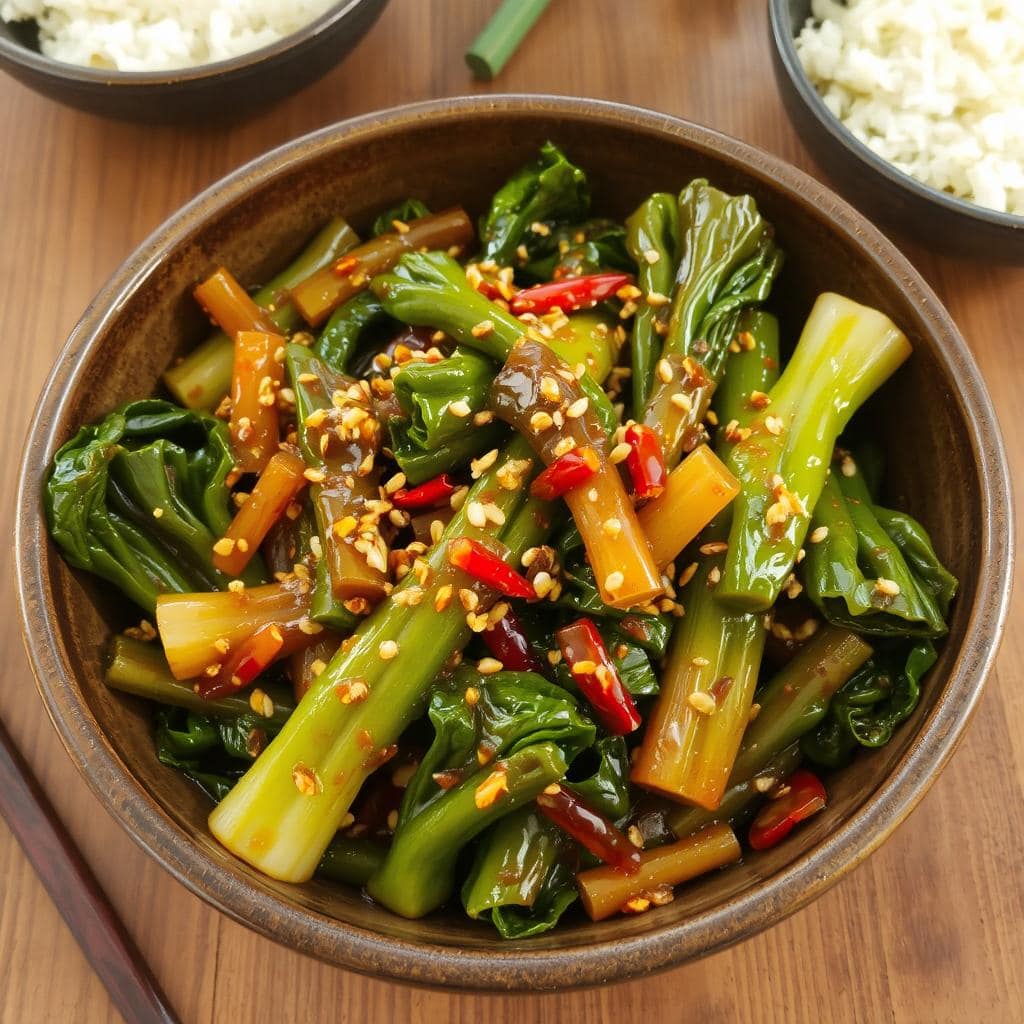 Pak choy oppskrift, stir-fry med grønnsaker, enkel asiatisk grønnsaksrett, sunn wokrett.