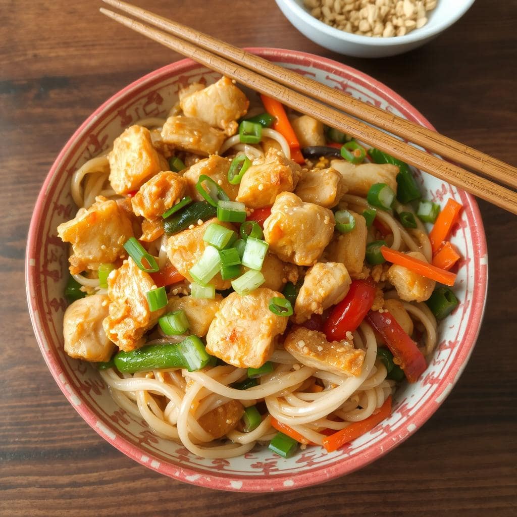 Kylling
Nudler Oppskrift: Enkle og Smakfulle Med Friske Grønnsaker og Soyasaus