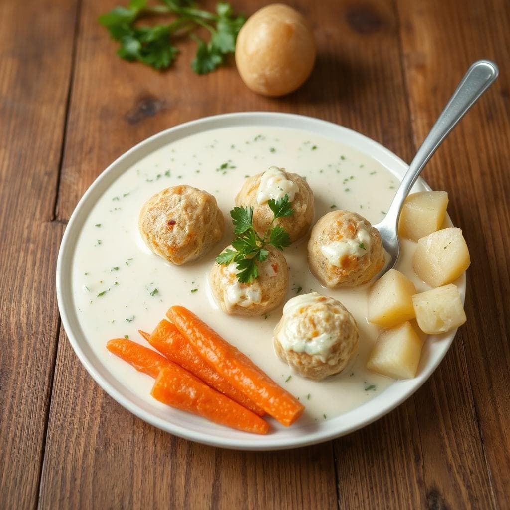 Fiskeboller
i Hvit Saus Oppskrift: Klassisk Norsk Ret Med Silkemyk Saus og Fargerike
Grønnsaker
