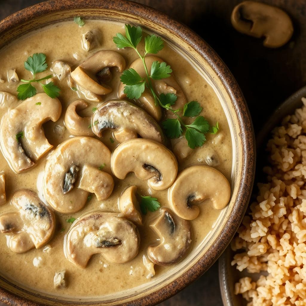 Soppstroganoff
Oppskrift: Kremet og Fyldig Vegetarrett Med Urter og Sopp