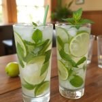 Frisk Virgin Mojito med lime og mynteblader, Enkel oppskrift på alkoholfri mojito, Slik lager du en forfriskende mocktail, Virgin Mojito perfekt til sommerens fester, Alkoholfri drikk med smak av tropene, Lime og mynteblader gjør Virgin Mojito unik, Server Virgin Mojito som aperitiff, Lag Virgin Mojito uten sukker for en sunn variant, Slik imponerer du med en alkoholfri drink, Virgin Mojito er et godt alternativ til cocktails, Oppskrift på Virgin Mojito med brus eller soda, Enkel Virgin Mojito for alle aldersgrupper, Smakfulle ingredienser til den perfekte mocktail, Få en tropisk følelse med Virgin Mojito, Virgin Mojito – en hit blant sommerdrikker, Refresh med en Virgin Mojito på varme dager, En alkoholfri mojito alle vil elske, Virgin Mojito – elegant og lett å lage, Nyt Virgin Mojito med eller uten isbiter, Skap minner med en Virgin Mojito på festen.