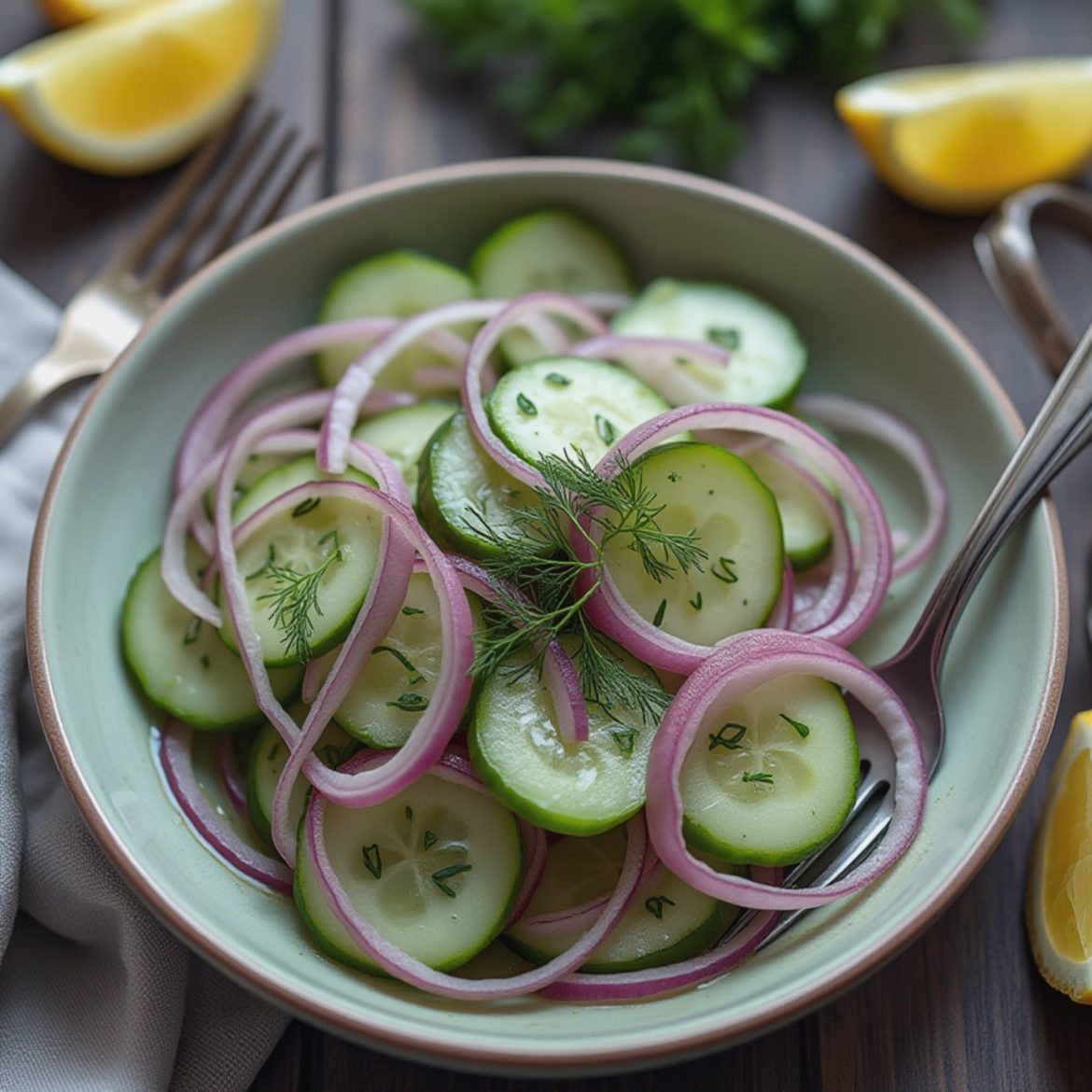 Sprø agurksalat med syrlig dilldressing