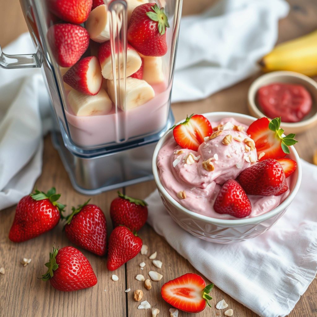 Nicecream med banan og jordbær – kremet, søt og helt uten tilsatt sukker